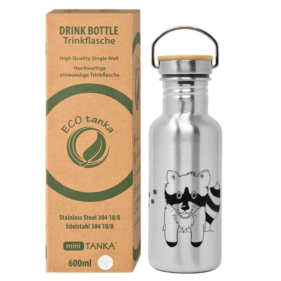 ecotanka-minitanka-racoon-edition-edelstahl-trinkflasche-0-6-l-mit-edelstahl-bam image 2