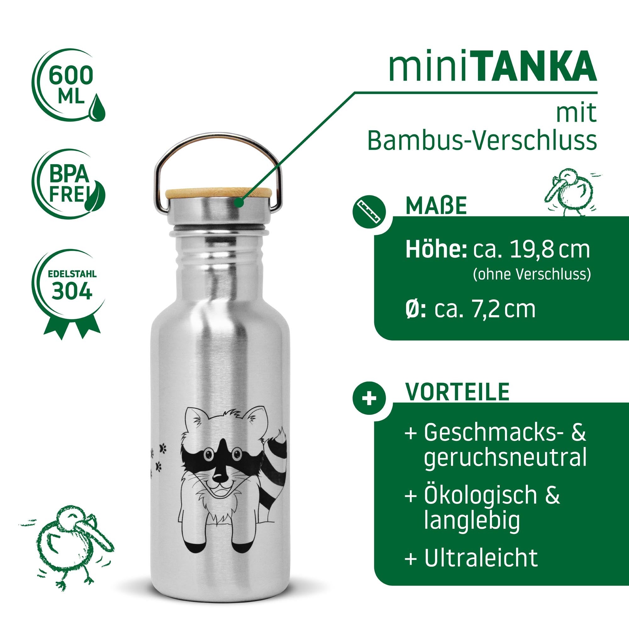 ecotanka-minitanka-racoon-edition-edelstahl-trinkflasche-0-6-l-mit-edelstahl-bam image 3